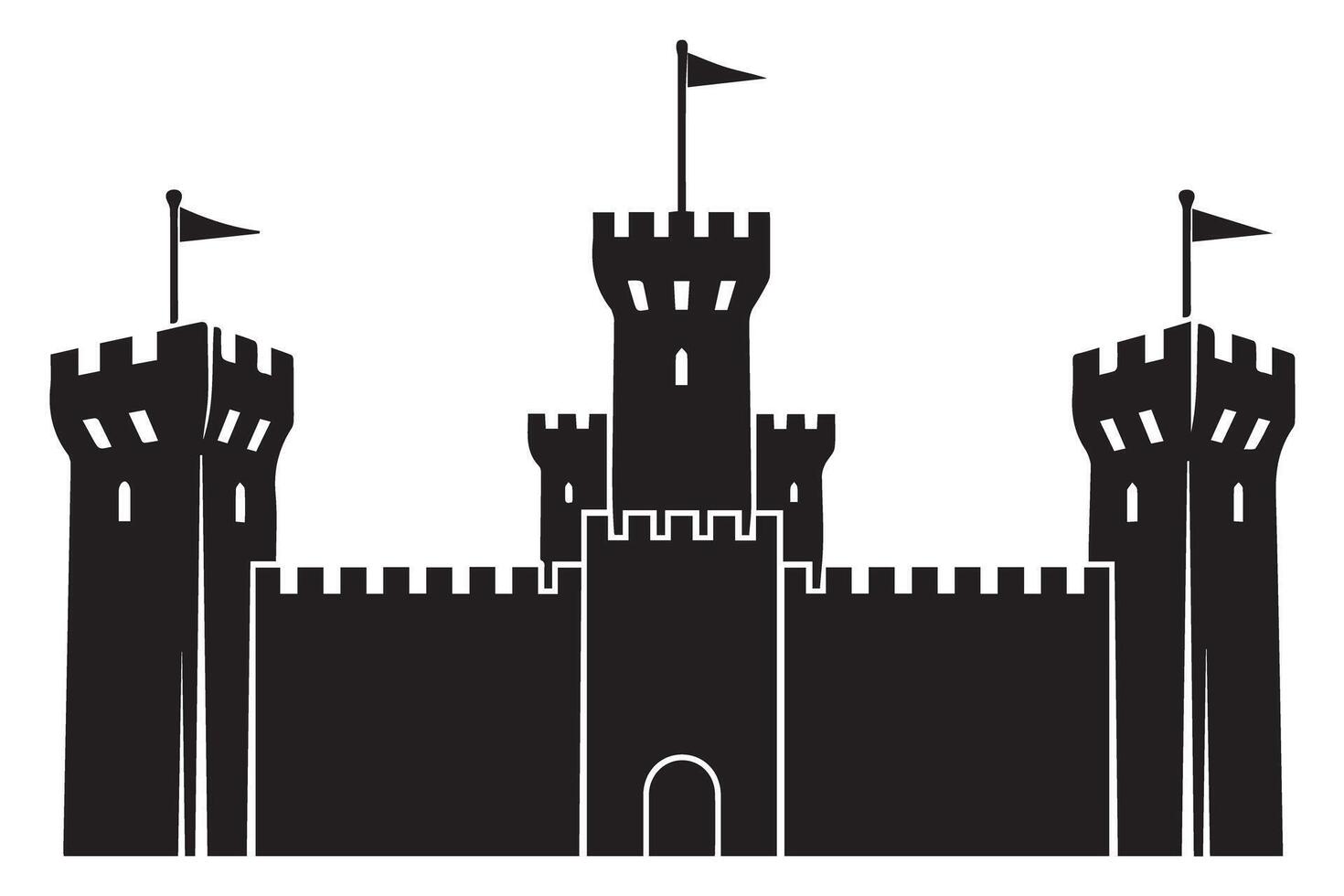 medieval castle with towers and flags, isolated on transparent background vector