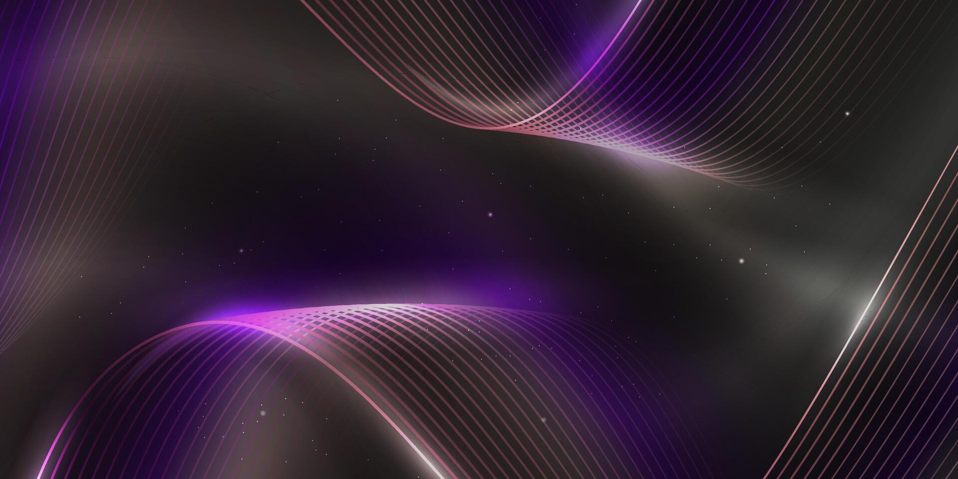 Glowing background white and purple waves flows, creating a futuristic visual atmosphere. vector