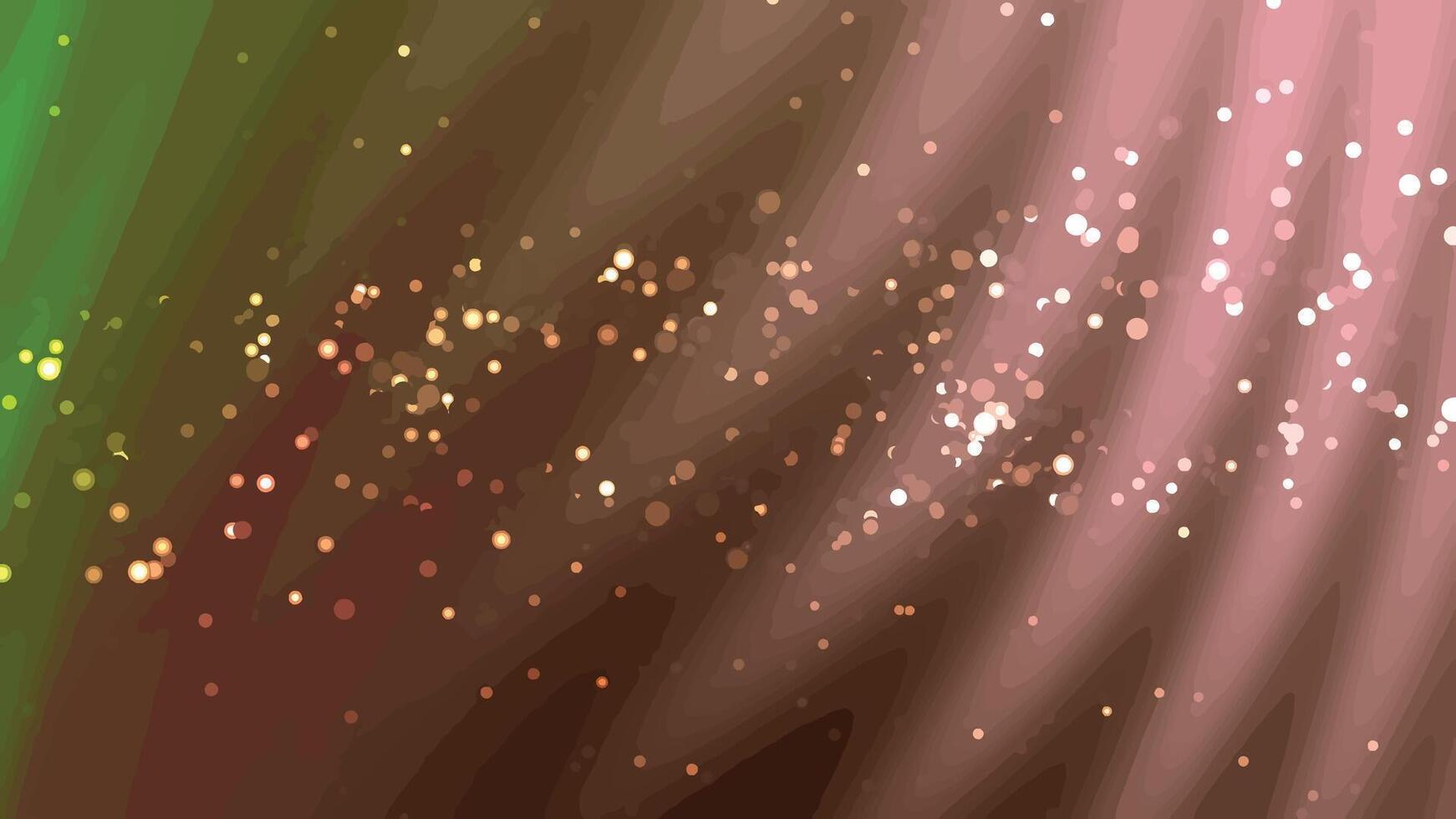 Abstract animation of sparkling lights on a gradient green and pink background, Abstracts Twirls Particles, Stock royalty free image. vector