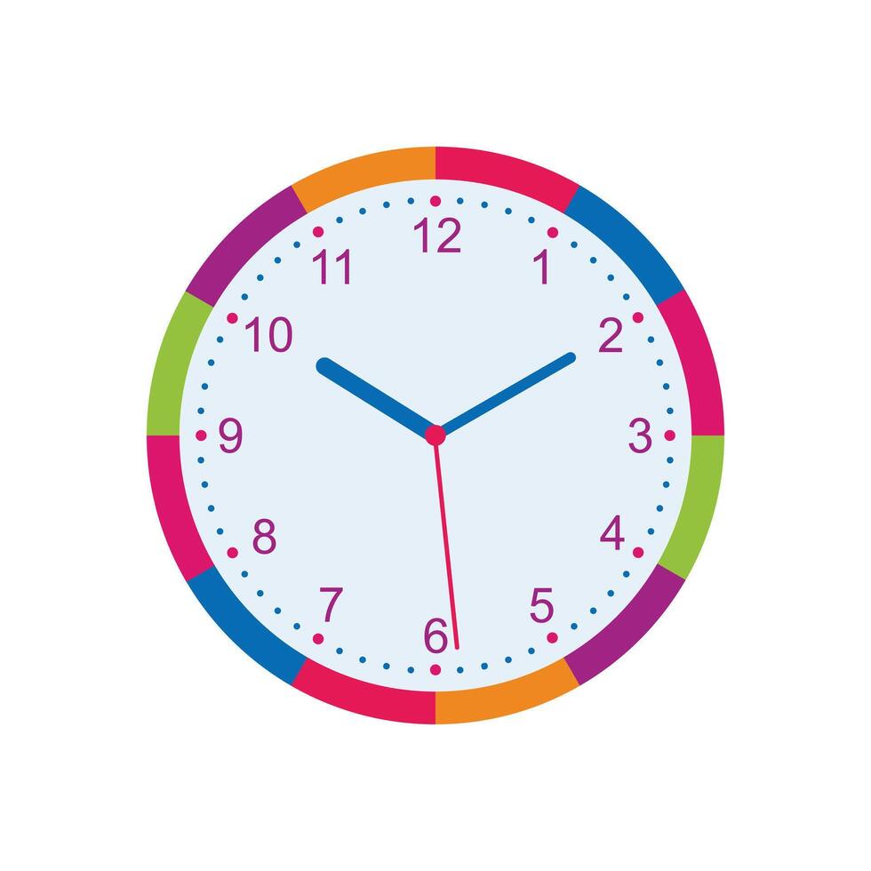 término análogo pared reloj con multicolor frontera vector