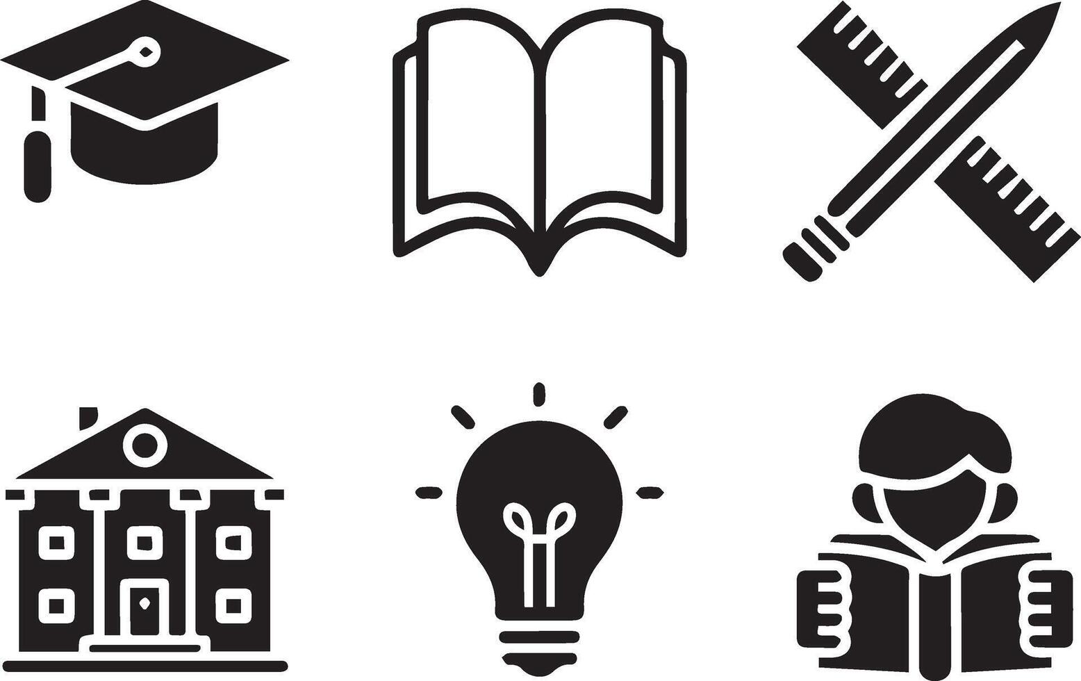 Essential School and Learning Tools Pencil, Ruler, and Open Book. vector