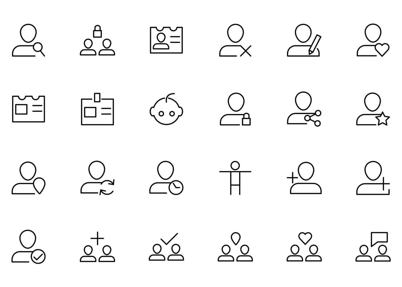A set of 24 icons as remove user, edit profile, favorite profile vector