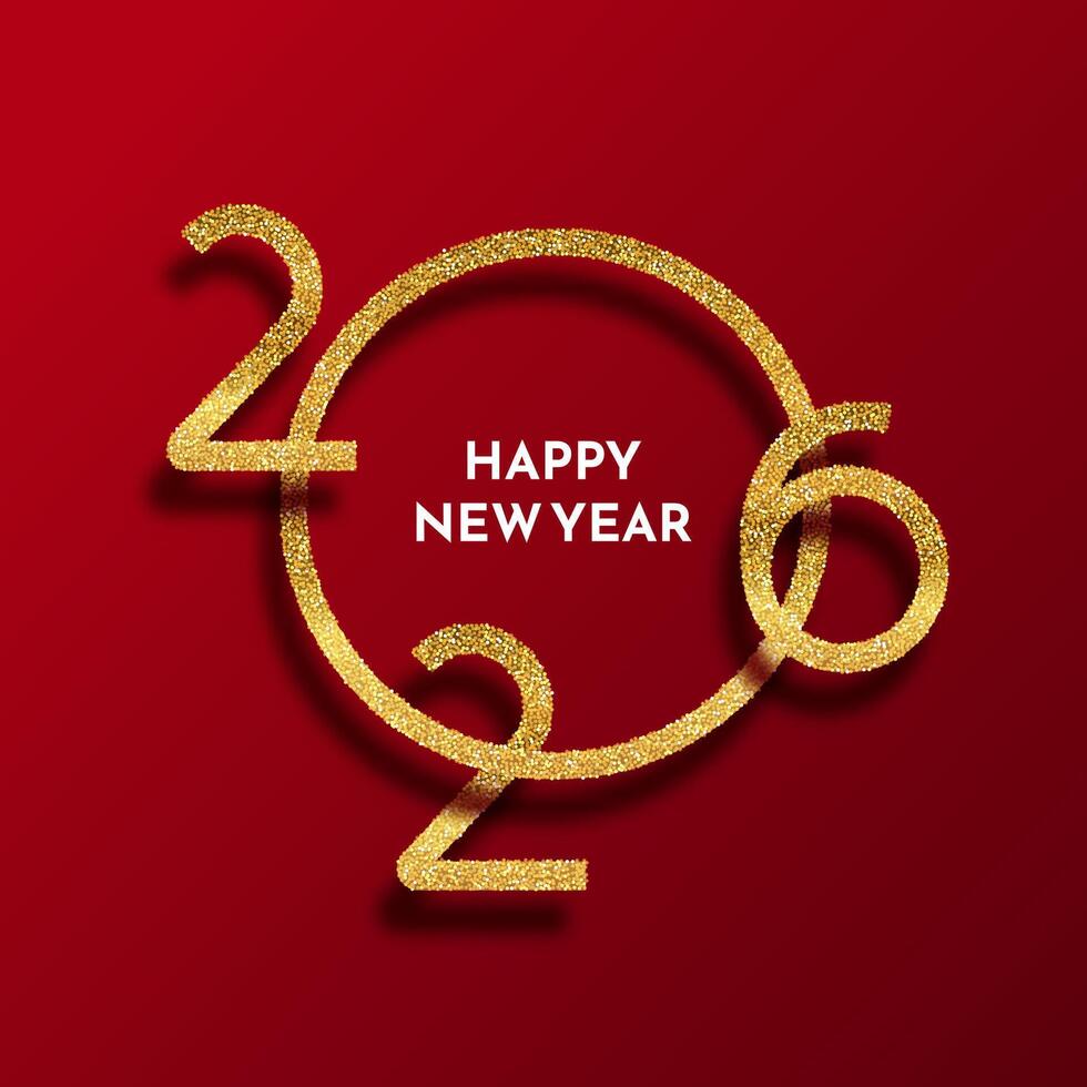 Happy New Year background with red and glittery gold numbers design vector
