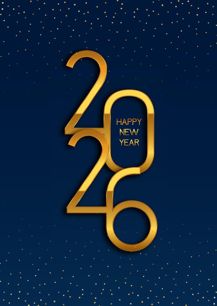 Elegant gold Happy New Year background design with metallic numbers vector