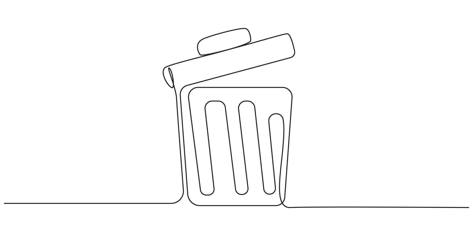 Continuous Line Trash Can Delete Icon, vector