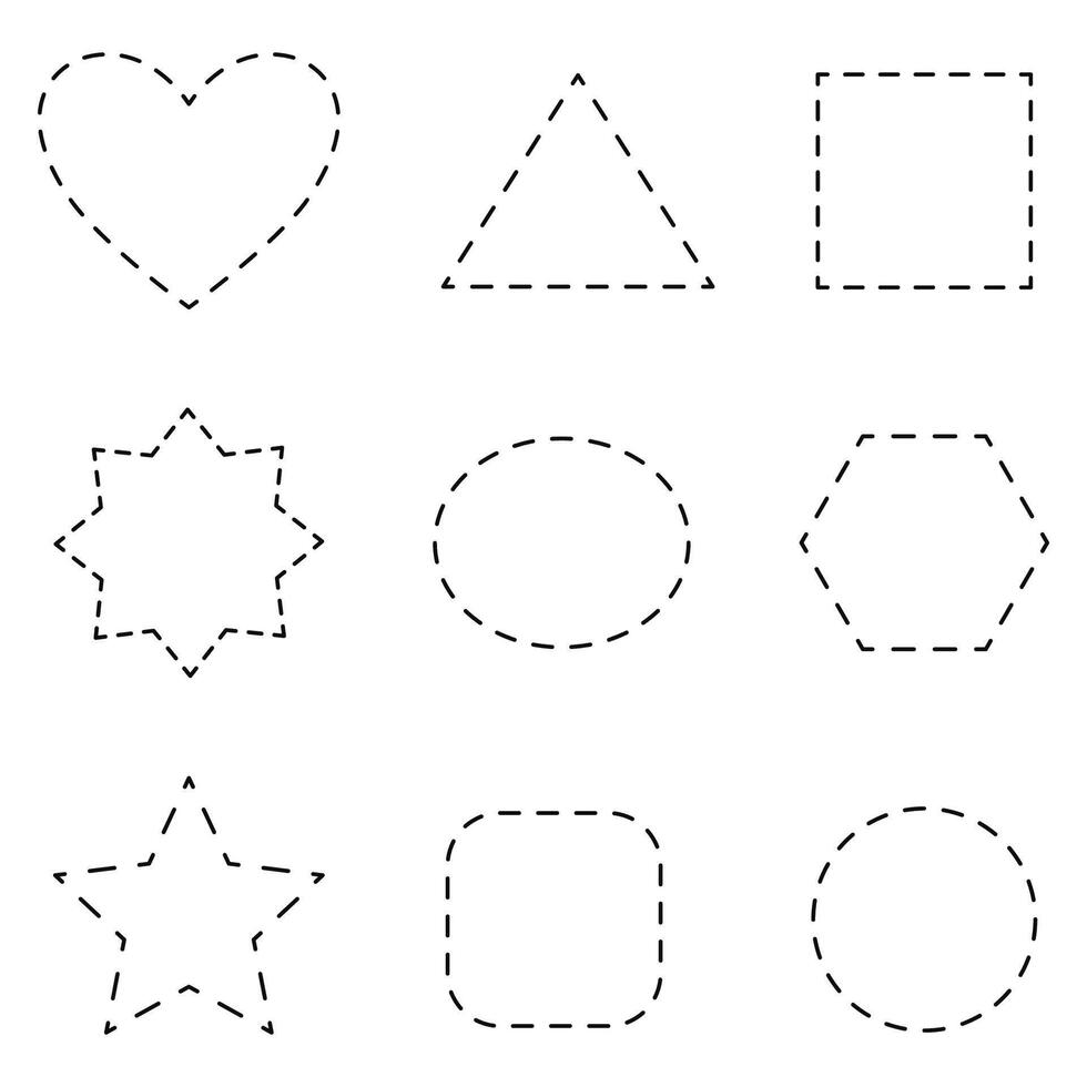 Black dashed frame collection isolated on white background. vector