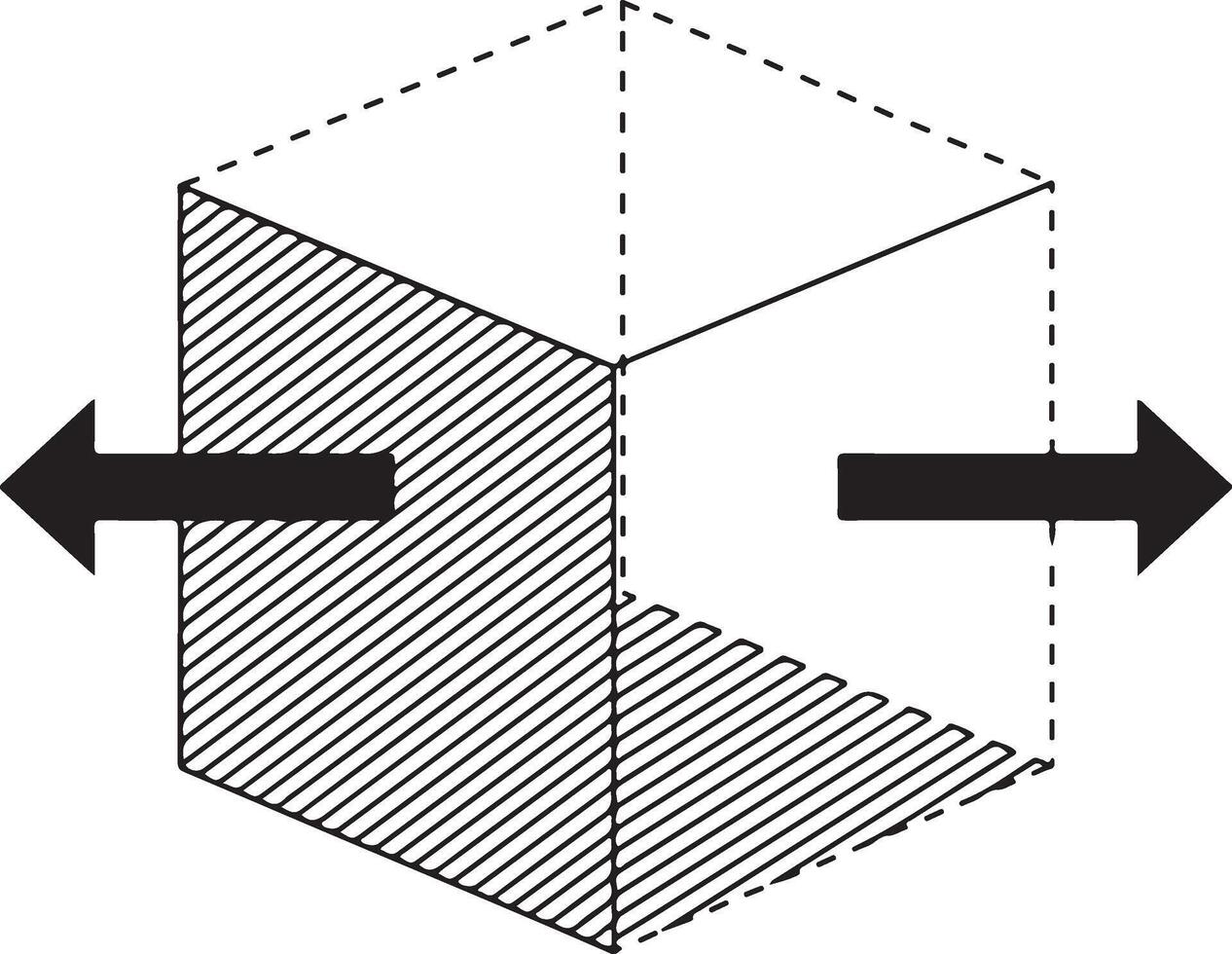 3d cube diagram illustrating depth and directional arrows showing movement or dimensions vector