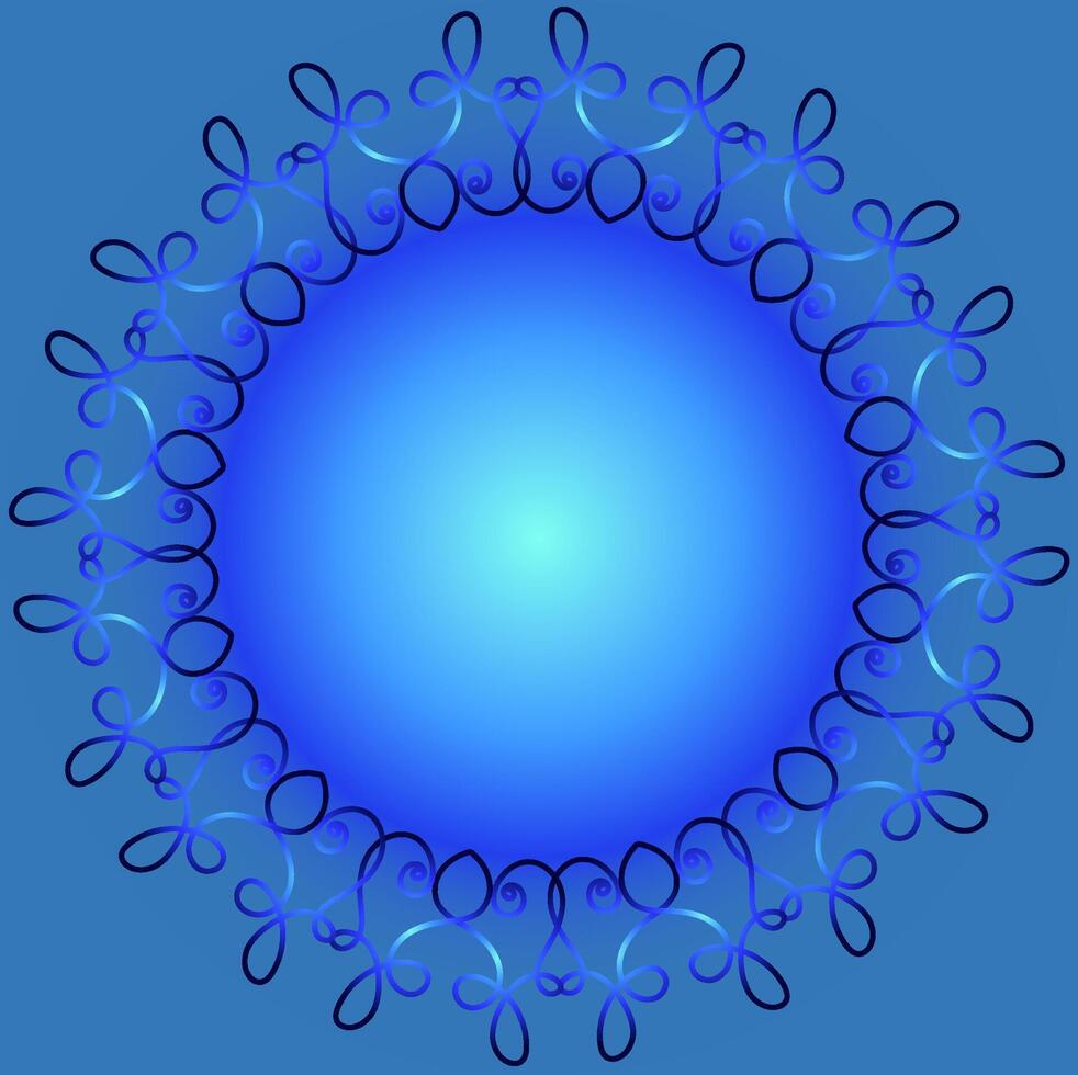 un marco dibujado en un línea estilo. un azul antecedentes con un resumen circular modelo. vector