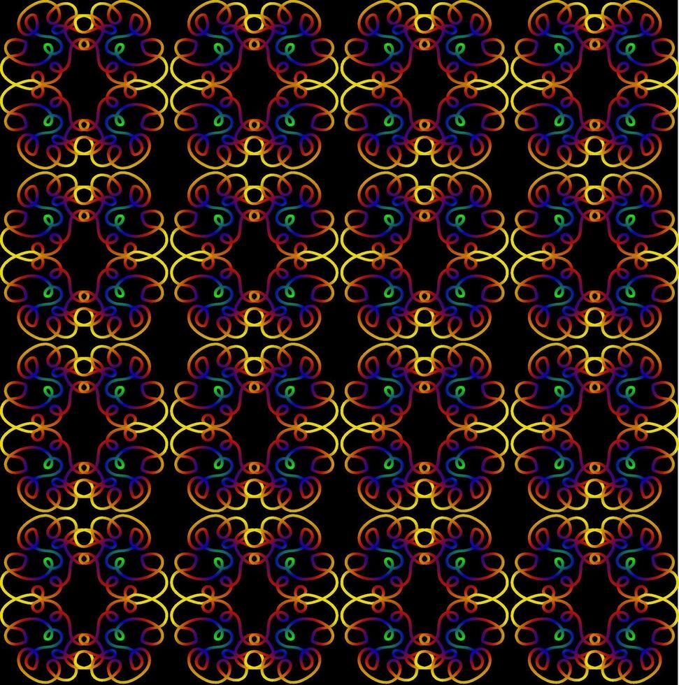 A bright, multi-colored abstract pattern painted on a black background vector