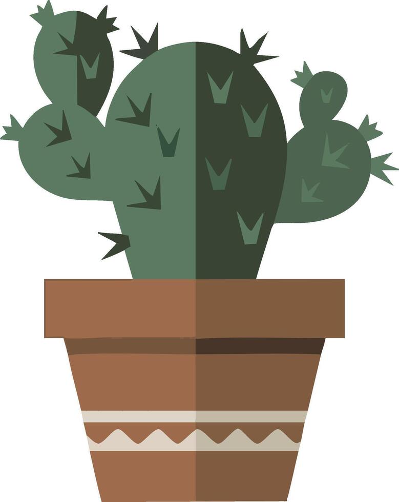 A potted cactus with multiple arms and a decorative brown container vector