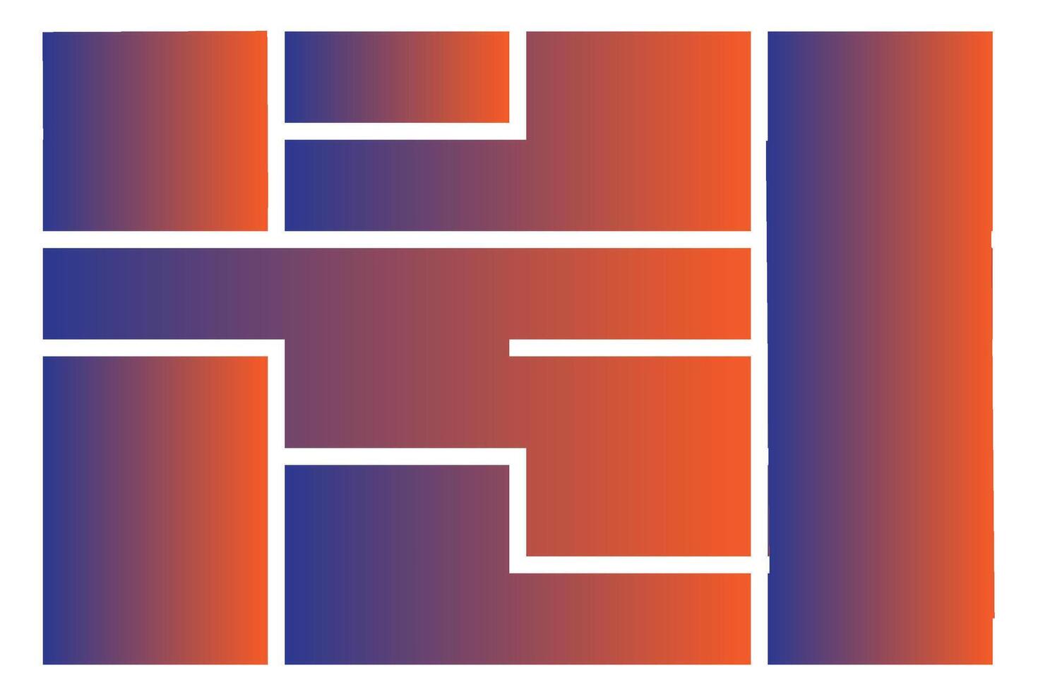 Colorful bento grid layouts with vibrant gradient blocks and rounded corners for UI design or creative projects. Rainbow arrangements vector