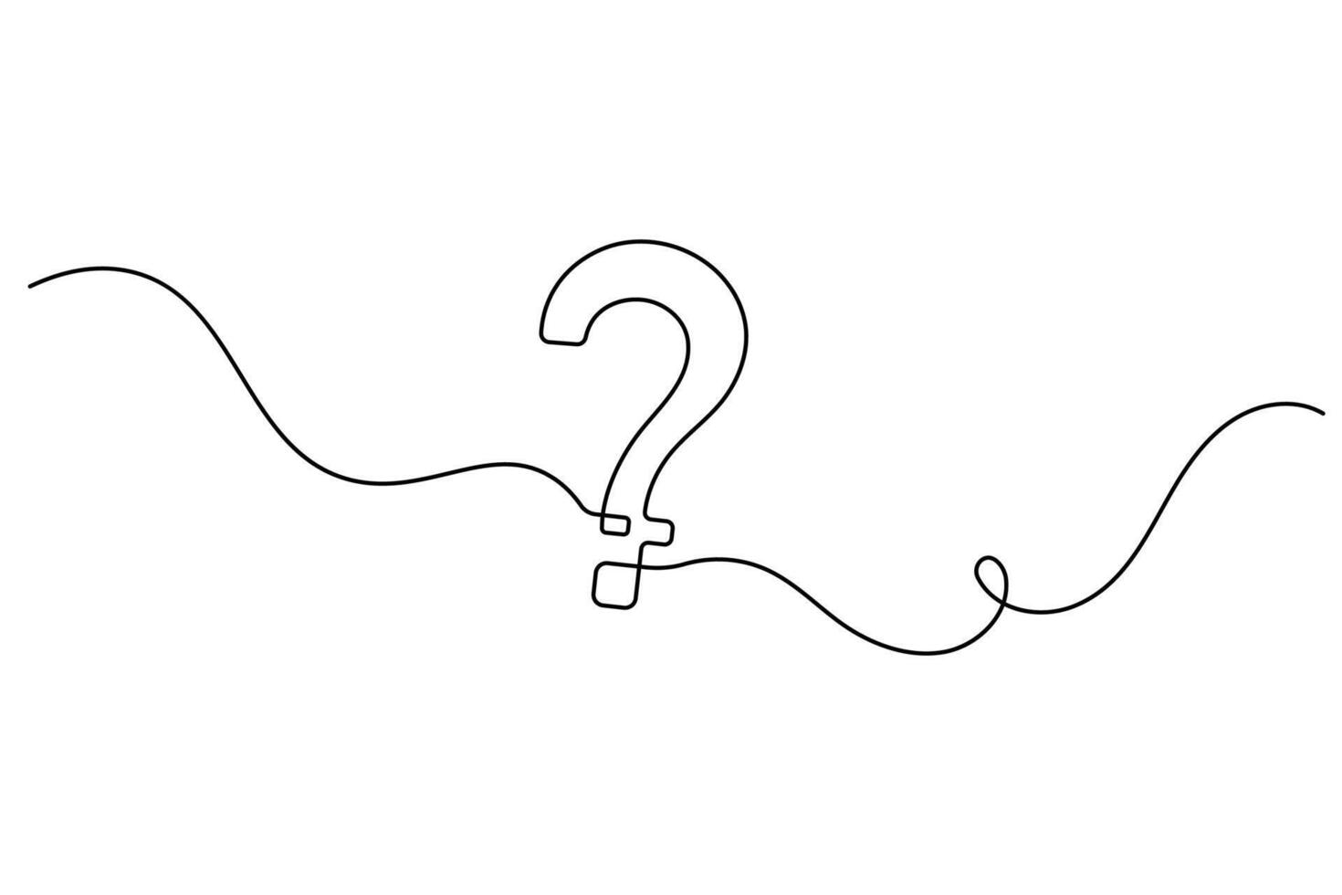 Simple continuous line art question mark symbol abstract style vector