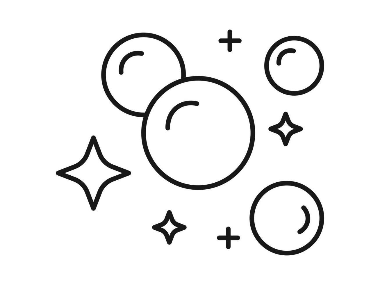 Bubble icon linear illustration. Soap foam, oxygen bubble, effervescent effect line icons set. vector