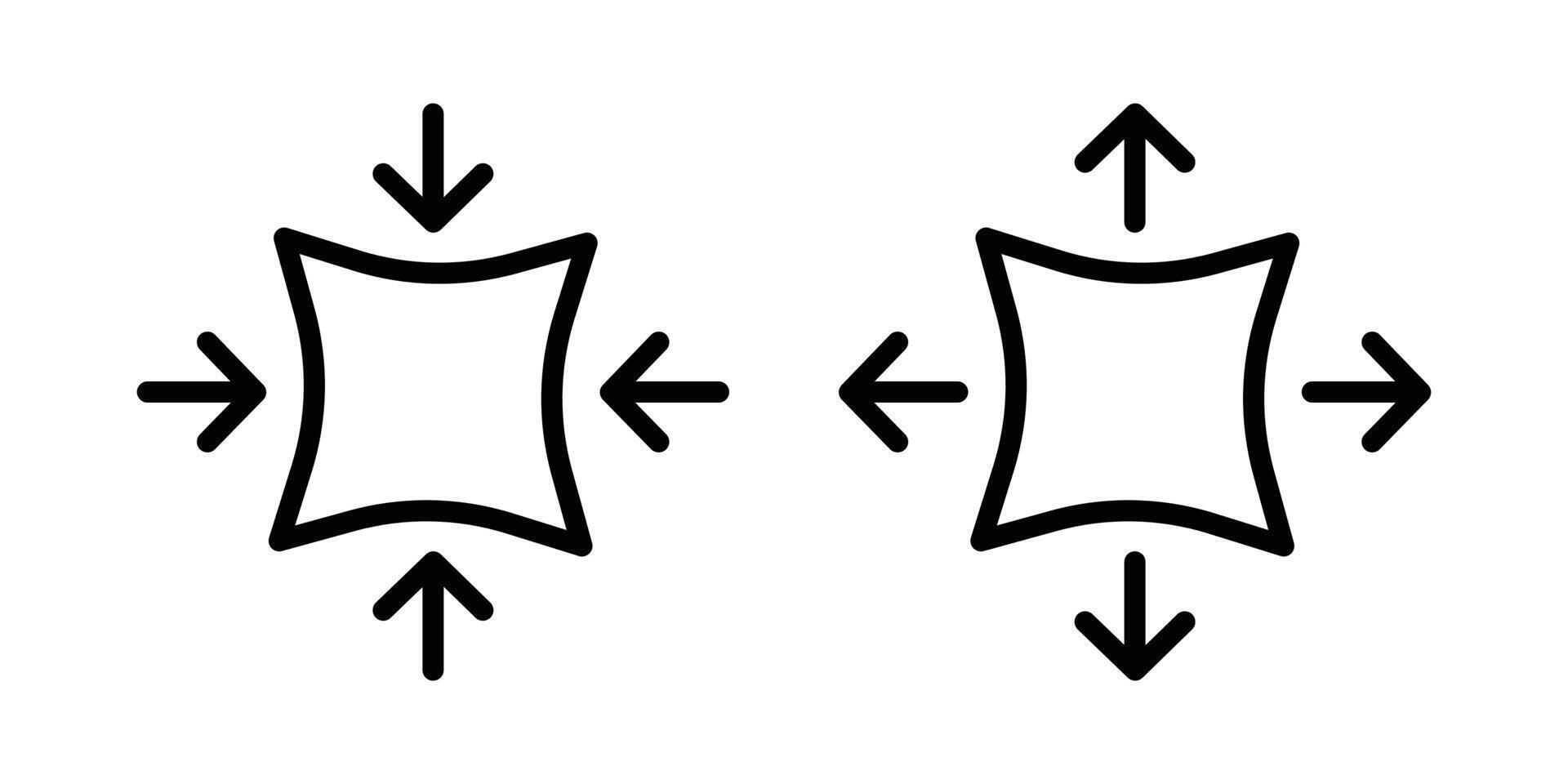 Stretching icon set in black outline. Stretch Fabric Outline Collection Set. stretch material, material, hand, elasticity, stretch, flexibility icon. vector