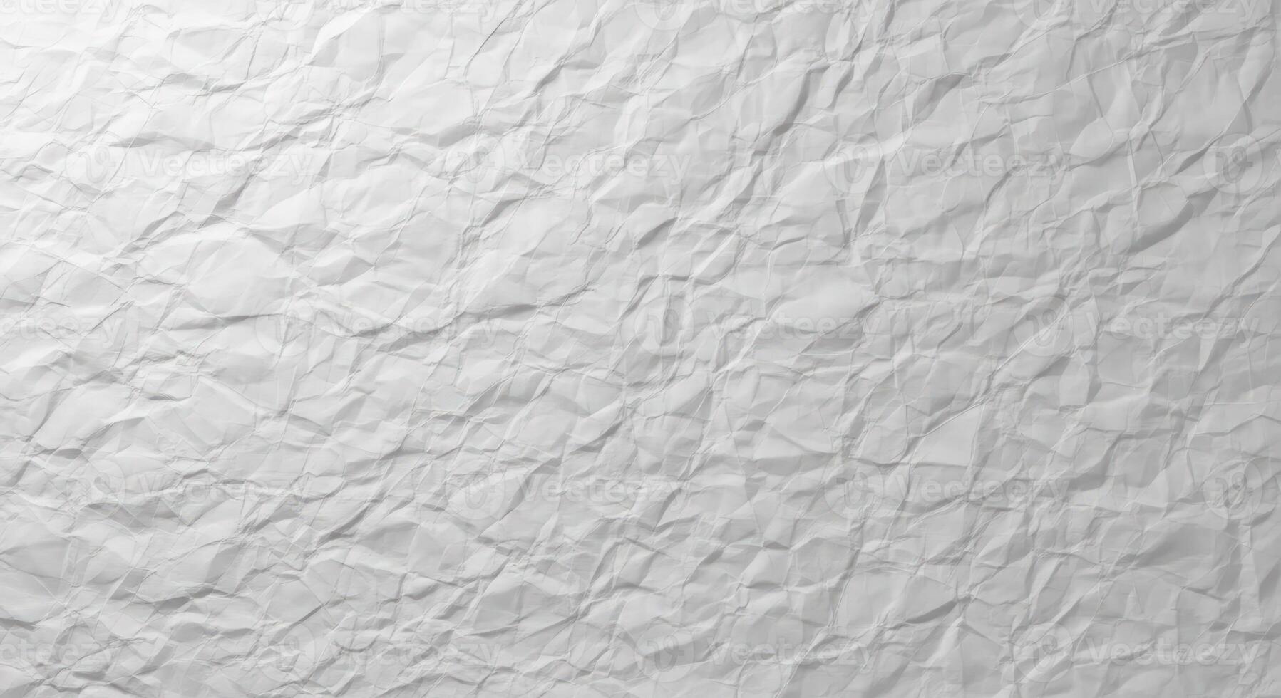 Detailed Crumpled White Paper Background Texture with Abstract Folds and Shadows, Ideal for Graphic Design Concepts, Web Banners, and Artistic Overlays photo