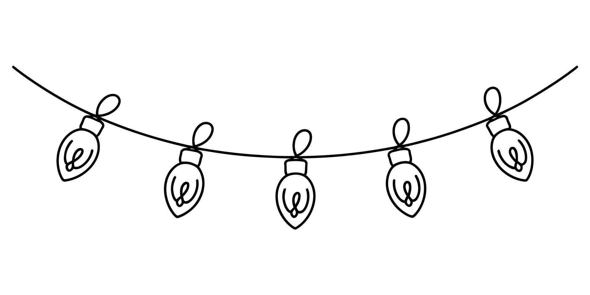 Minimalist continuous line string lights vector