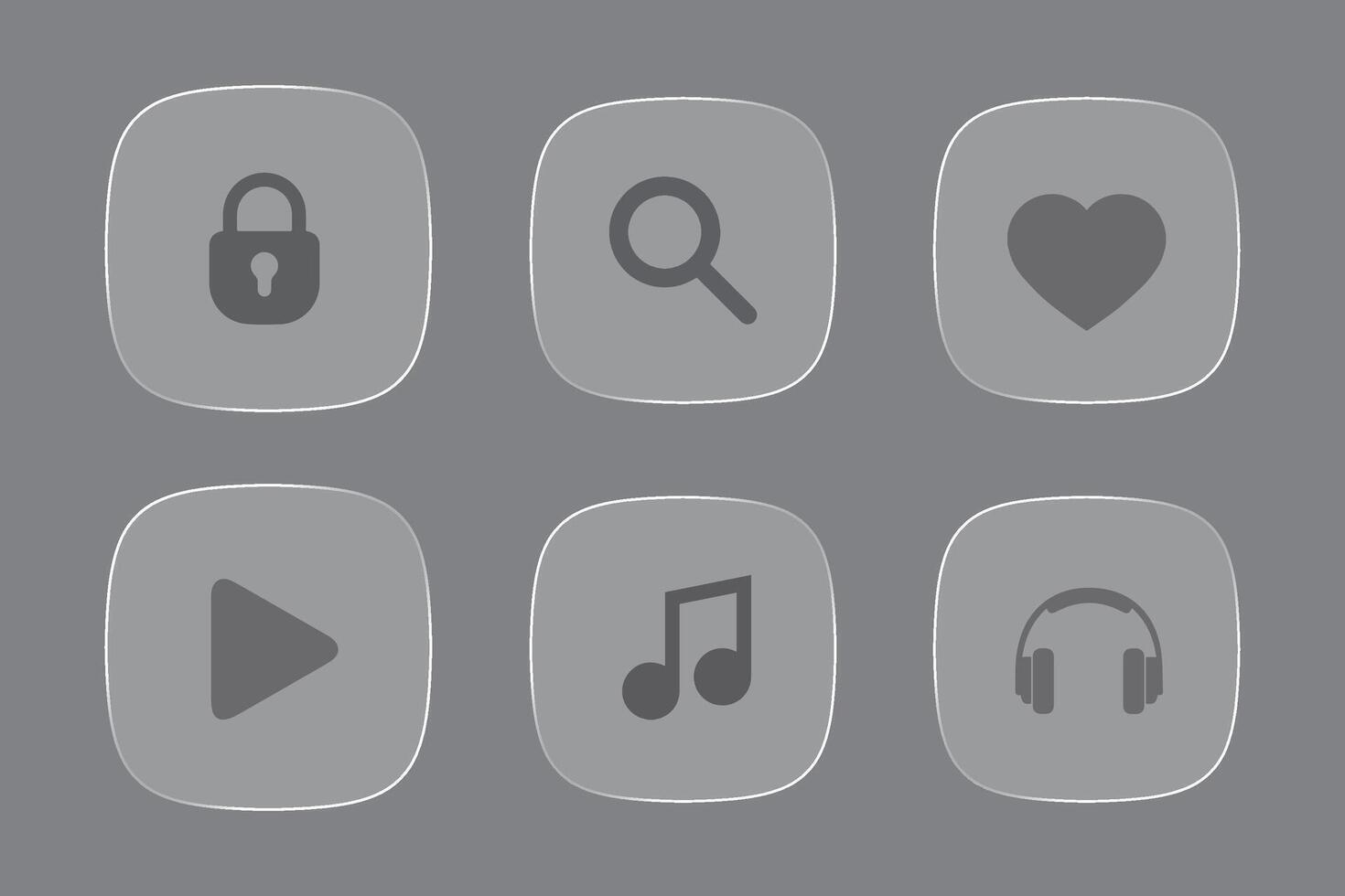 Glassmorphism computer interface buttons. vector