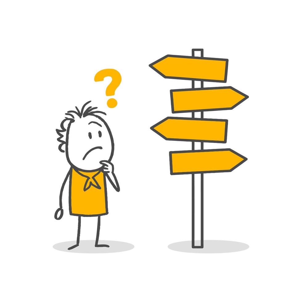 Being Caught Between Multiple Options In Career And Business Life And Finding The Right Direction. vector