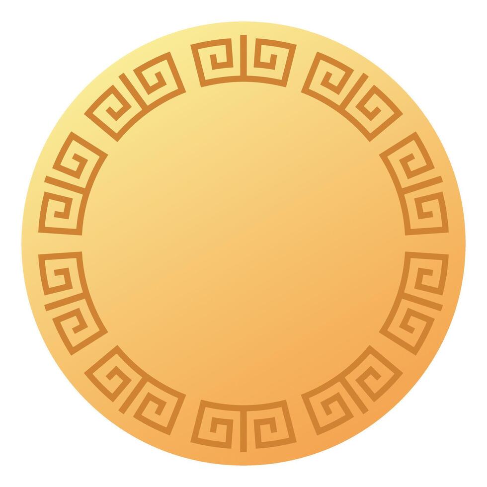 Elegant circular frame with greek key design element vector