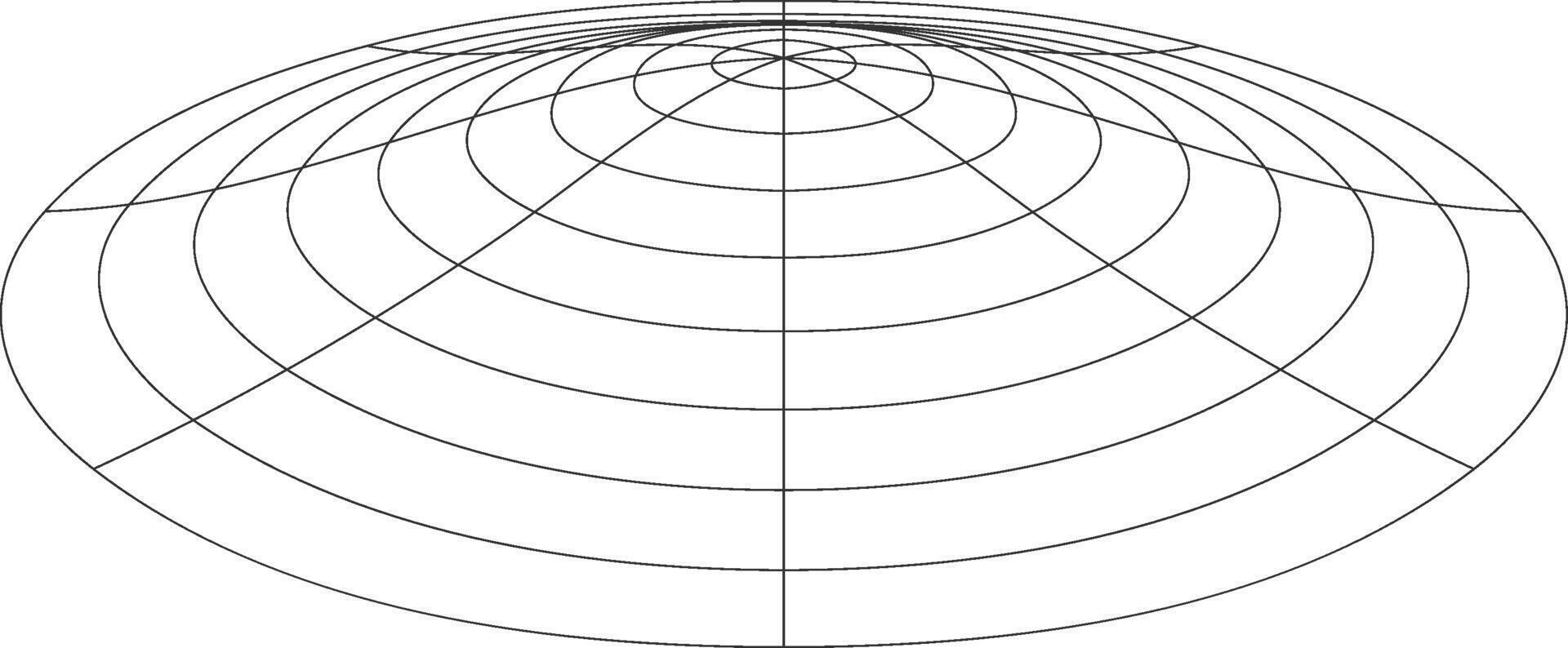 Abstract grid projection of celestial sphere with concentric circles and radial lines on a white background vector