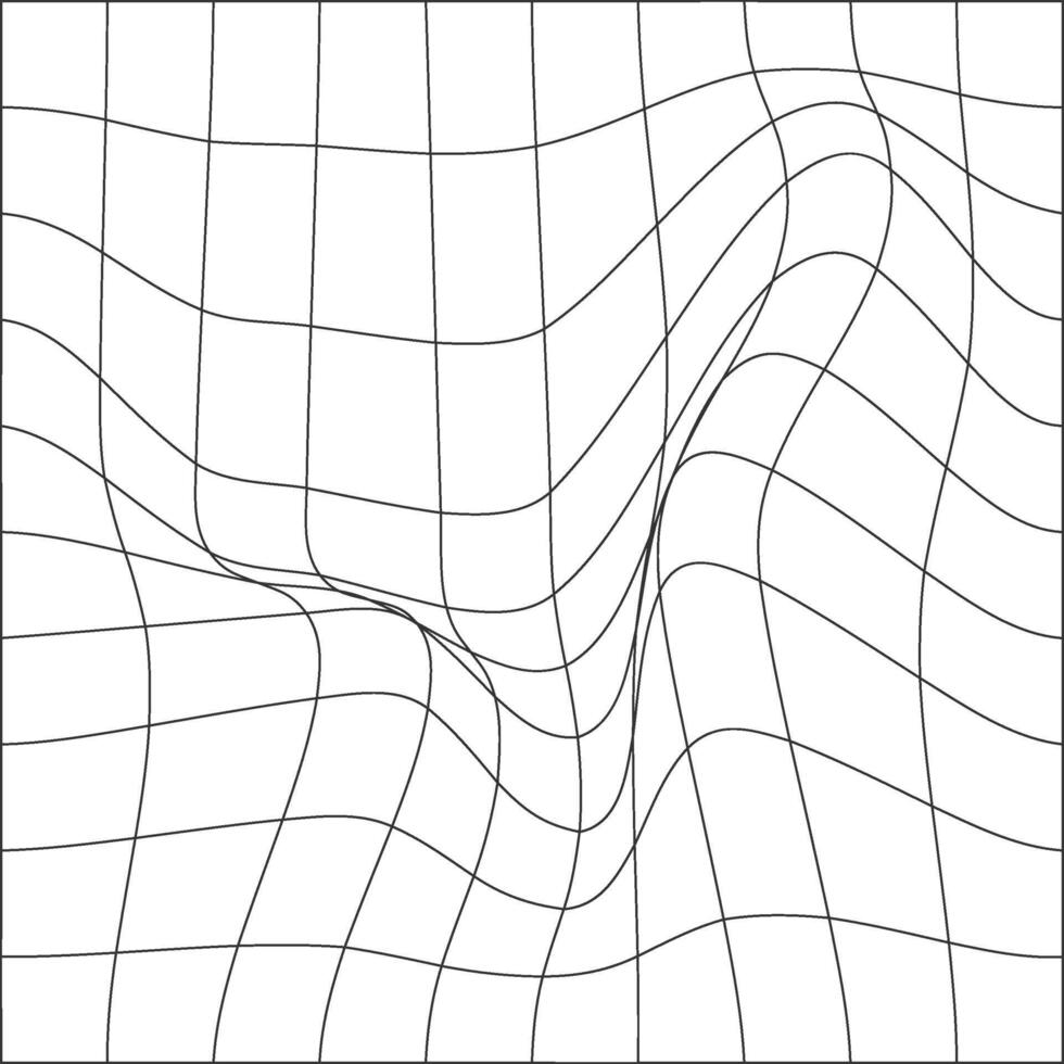 Abstract distorted grid pattern with warped lines . vector