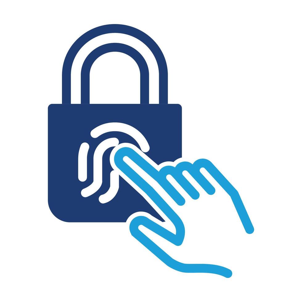 Fingerprint with lock and hand colored icon design good for web or mobile app vector