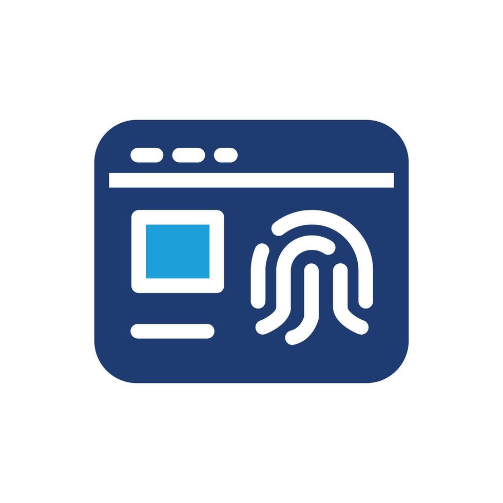 fingerprint in webpage colored icon design good for web or mobile app vector