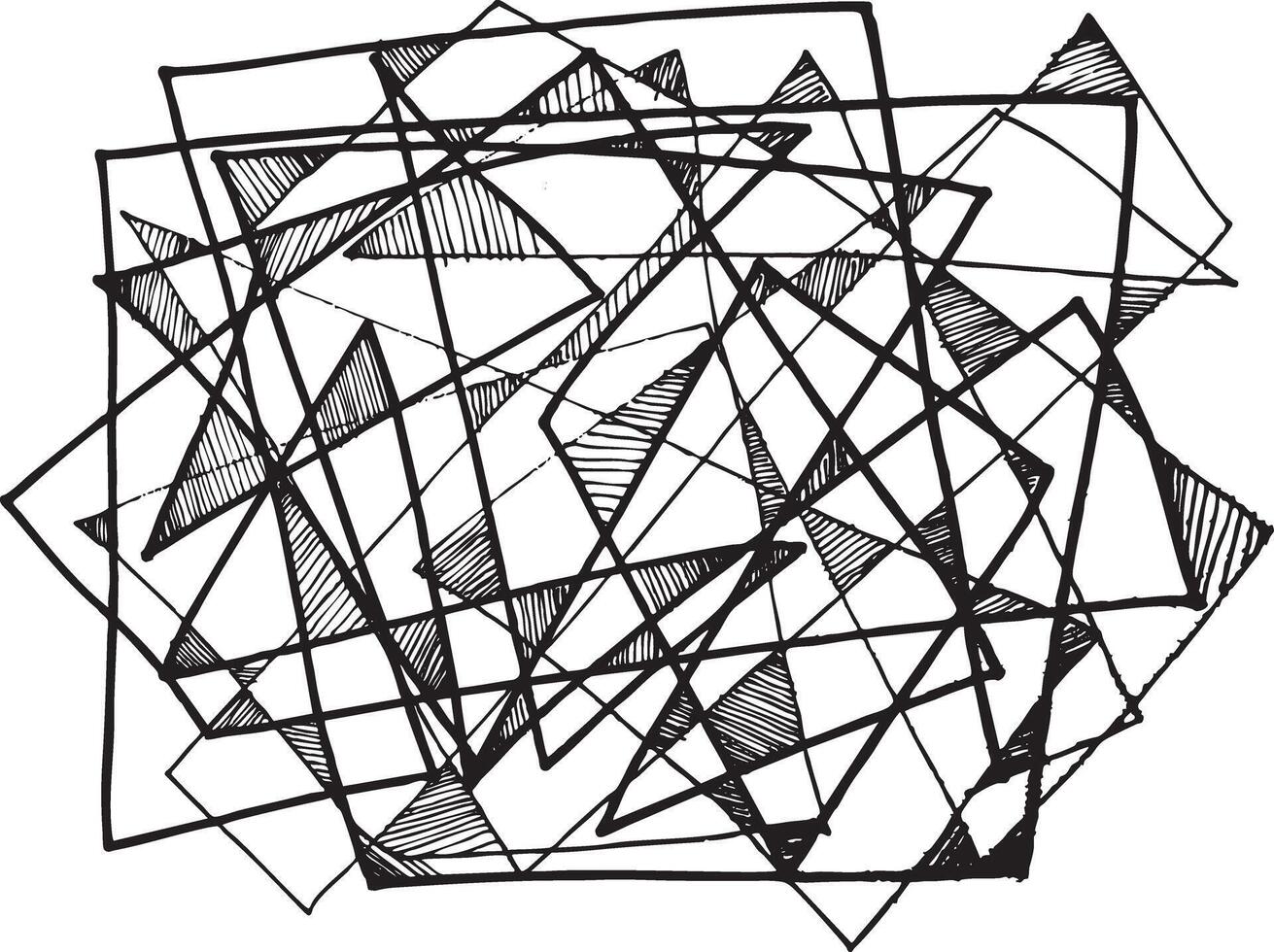 Abstract black and white geometric shapes, forming a dynamic composition of squares and triangles. A modern art form that represents structure vector