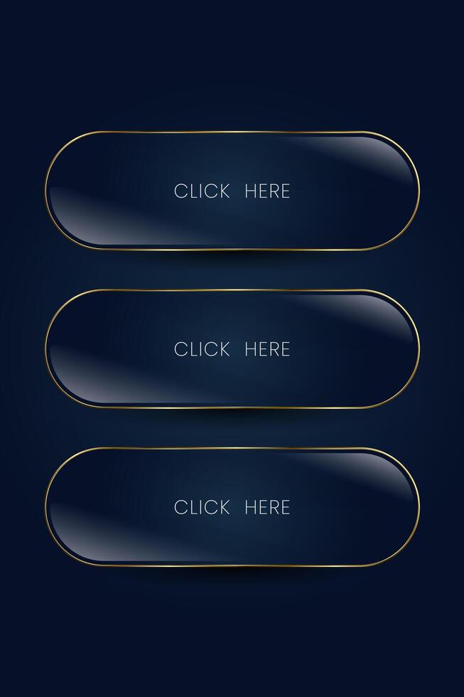 Minimalist luxury button with dark gradient tones and subtle golden edges designed for modern, luxury-themed web interfaces. illustration vector