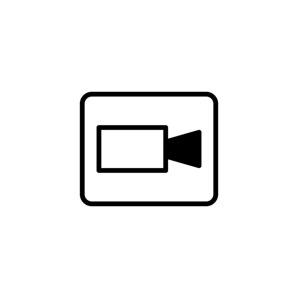 Minimalist icon of a camera symbolizes recording technology for content creation and digital vector