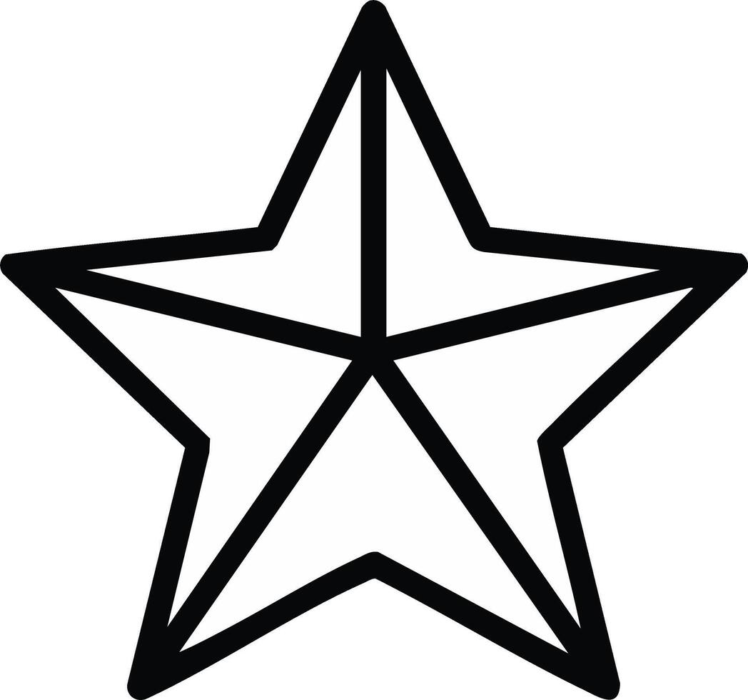 Simple outline star shape with internal geometric lines for design vector