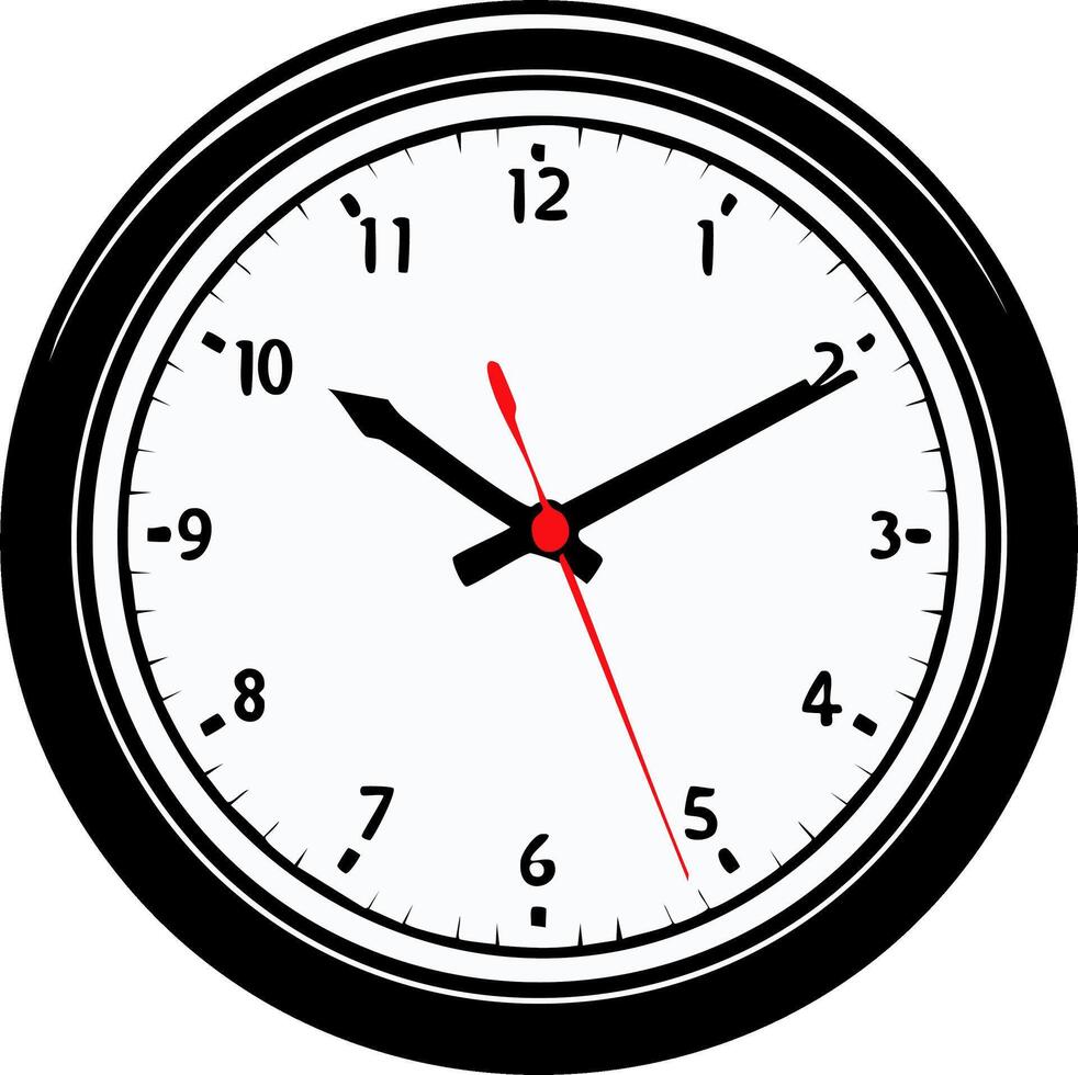 Simple Analog Clock Face Showing Time Measurement vector