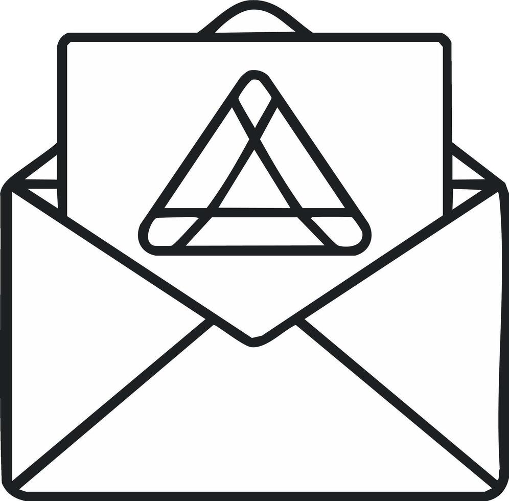 Open Envelope with Triangle Icon for New Communication or Notification Line Art vector