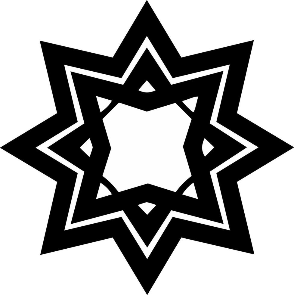 Modern abstract eight pointed star symbol graphic design with intricate geometric lines vector