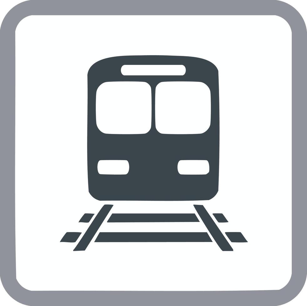 Simple train front view icon inside a square frame vector