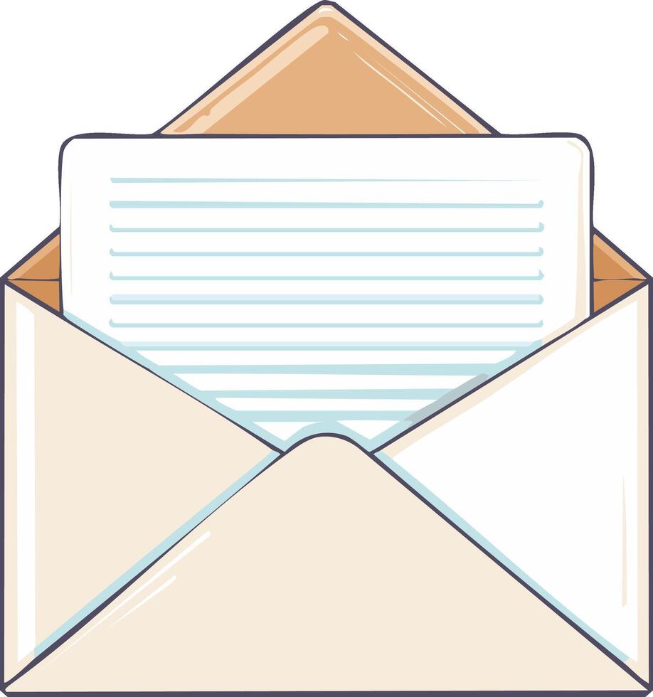 Open envelope with lined paper inside isolated on white background vector