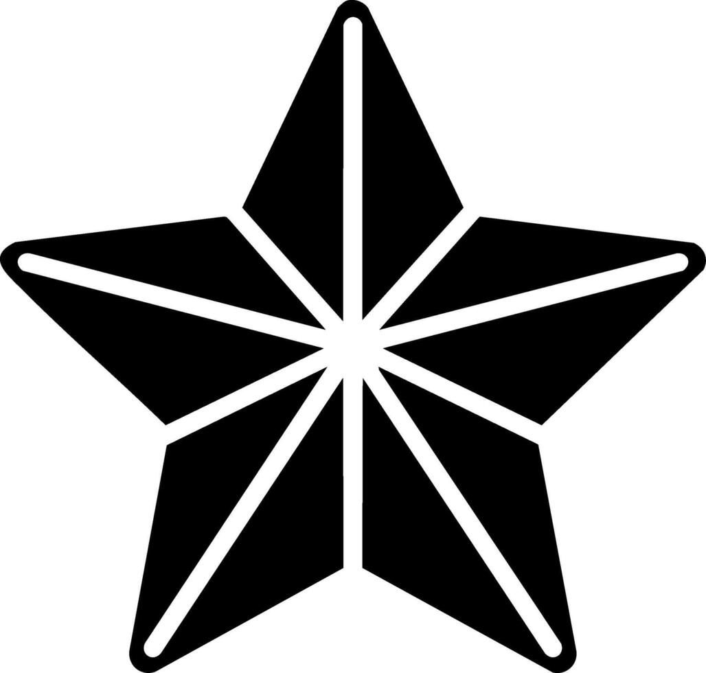 Black five pointed star icon with geometric segments and rounded tips modern abstract graphic symbol vector