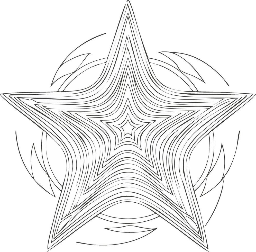 Abstract star shape with flowing concentric lines creating a hypnotic optical illusion graphic vector