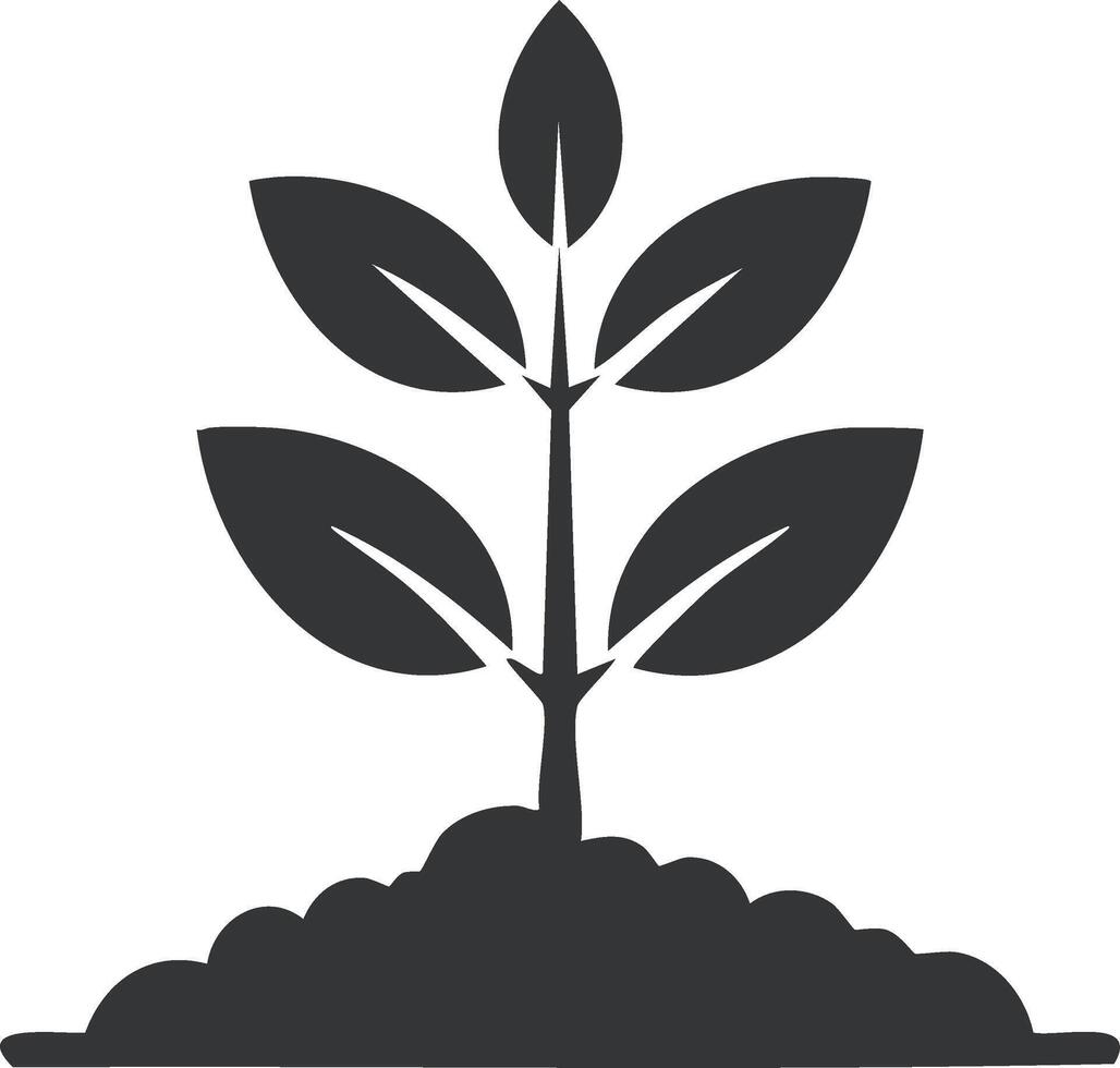 Seedling icon growing from soil representing growth and new beginnings in a minimalist style vector