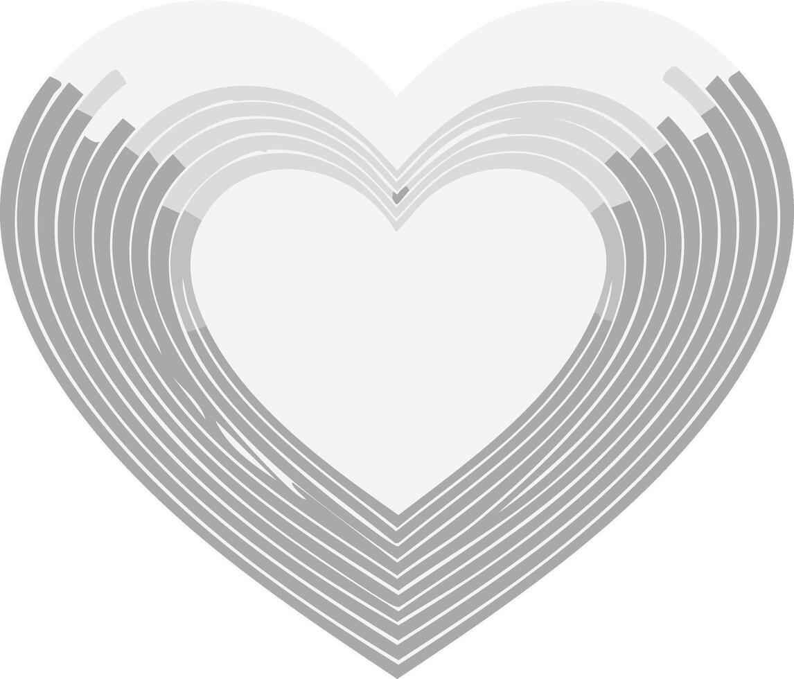 Graphic heart symbol with layered monochrome lines creating a modern pulse effect vector