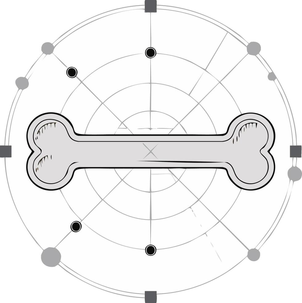 Stylized Dog Bone Icon with Abstract Geometric Network and Connection Points vector