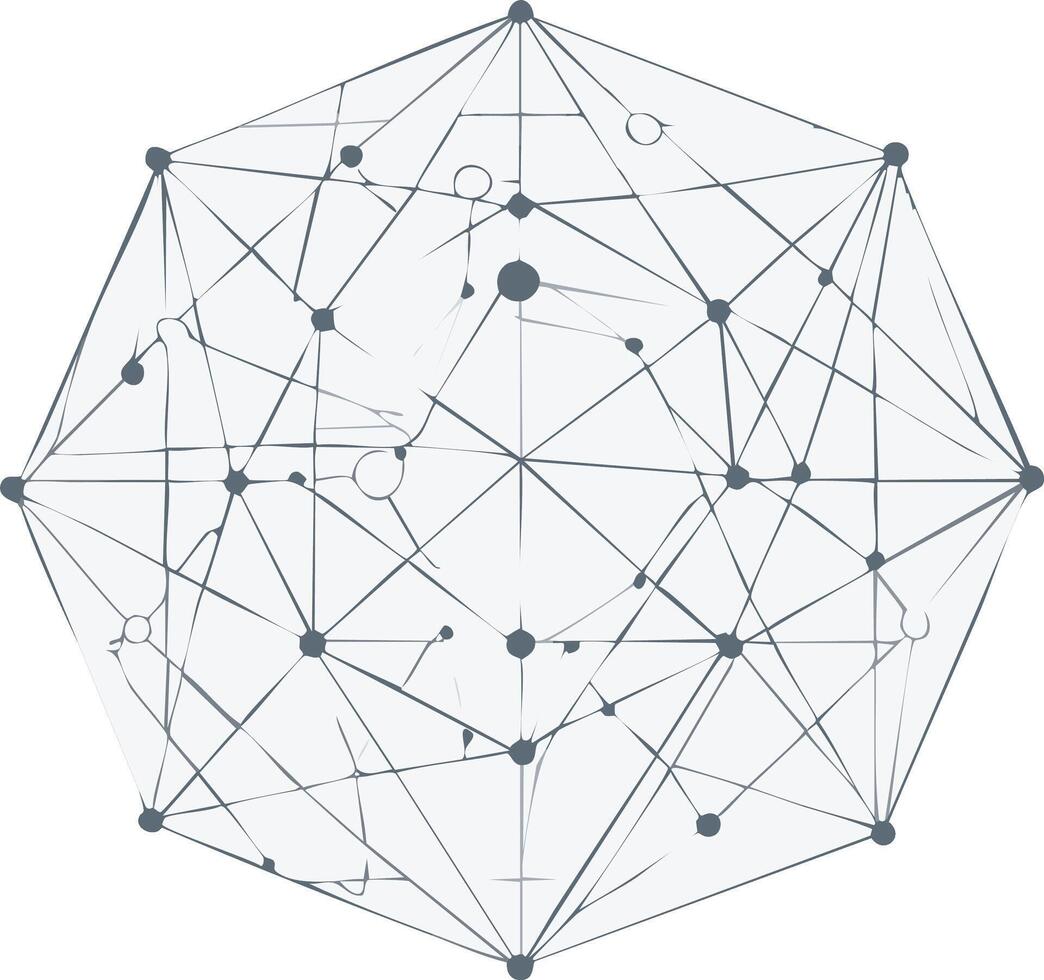 Dodecahedron with Triangular Mesh and Points Representing a Geometric Concept vector