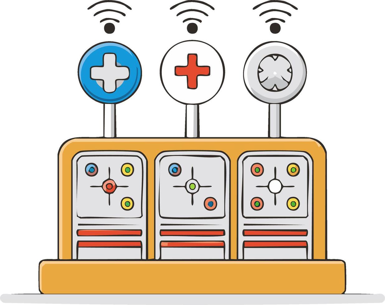 Connected control panel with plus symbols and WiFi signals for technology concept vector