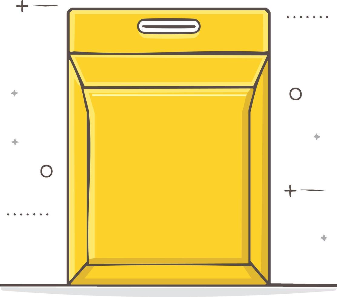 Yellow Document Bag with Handle and Abstract Decoration, File Container Illustration vector