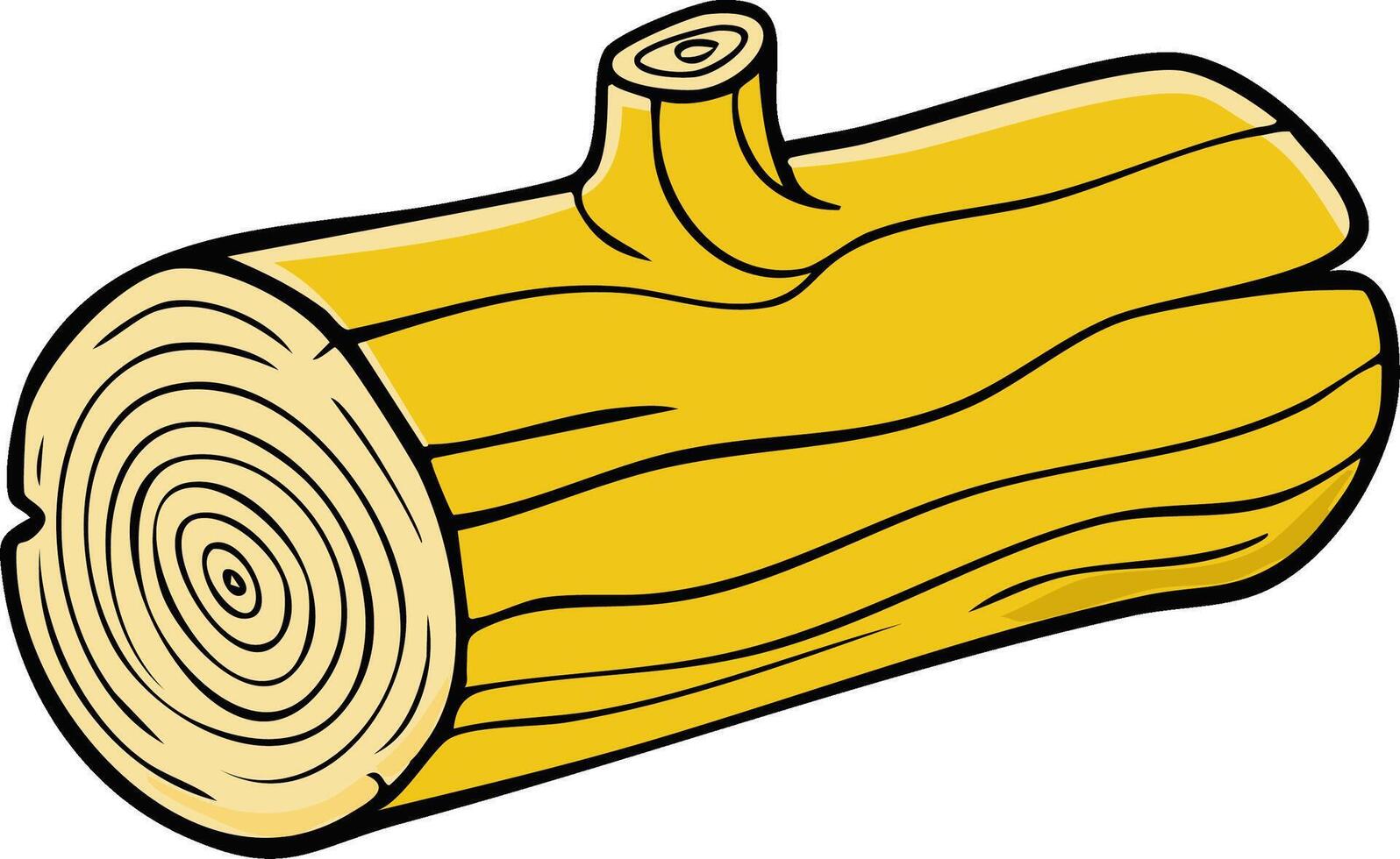 Bright yellow cartoon log with visible tree rings and a small branch stub vector