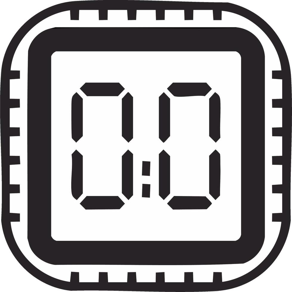 Doodle illustration of a digital timer or stopwatch with one second on the display vector