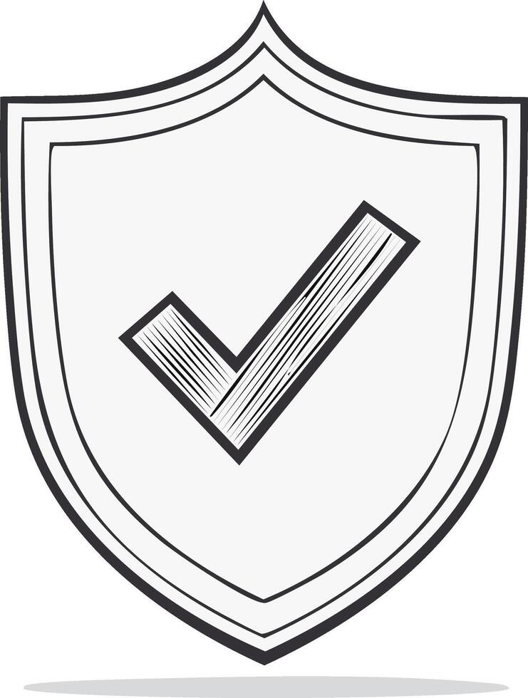 Shield Icon with Check Mark Outline Design for Safety Security and Validation Concept vector