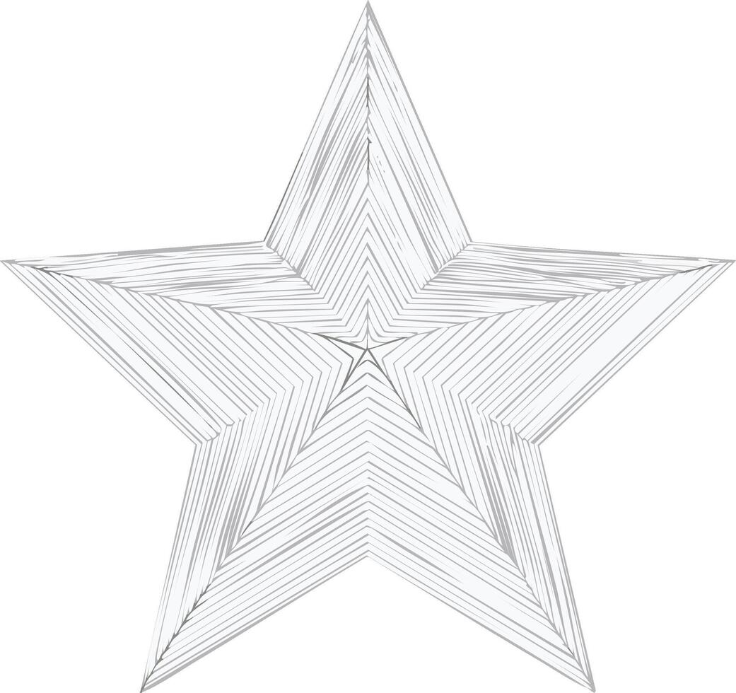 Detailed Star Drawing with Linear Texture Pattern and Geometric Shape vector