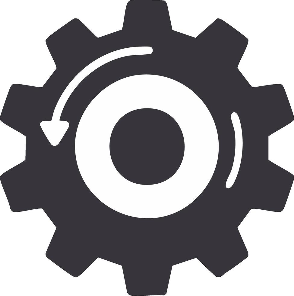 Gear icon with rounded arrow, mechanical process, , system rotation vector