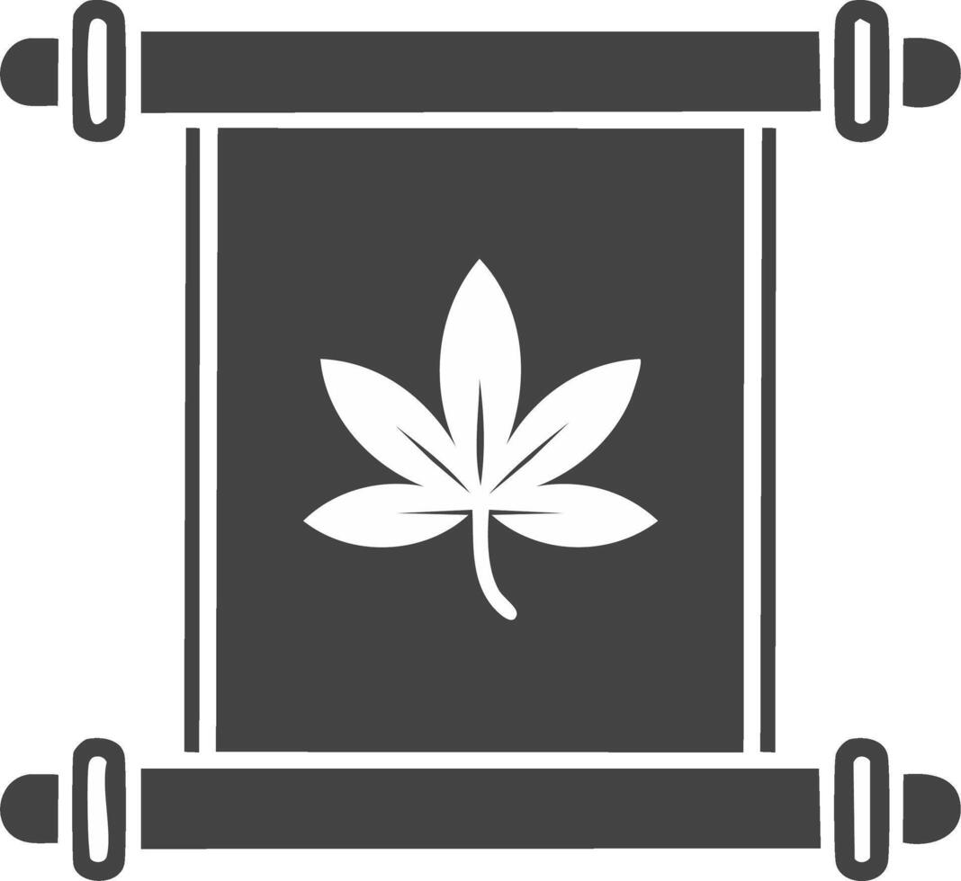 Scroll with leaf illustration. Ancient document with botanical symbol and rolled edges vector